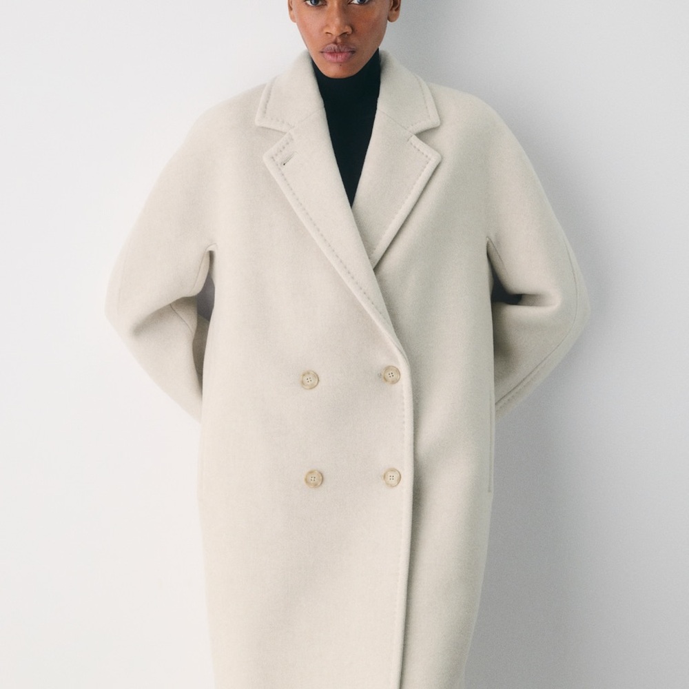 Aritzia slouch coat soft wool cashmere in Heather Light Oatmeal size xs